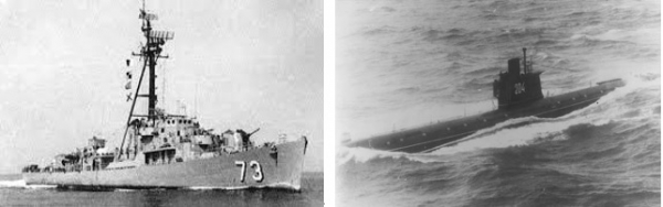 좌측)탄원인이 승조했던 호위구축함 DE-73 충남함/ 소련 극동해군 소속의 로미오급 잠수함